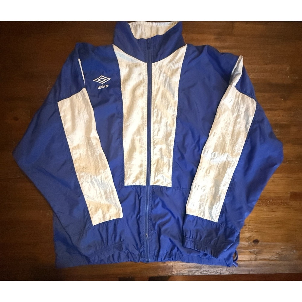 Vintage Umbro Windbreaker‎ Jacket Mens Large Blue White Full Zip 90s Soccer